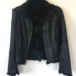 Guess Distressed Patch Leather/Rabbit Fur Women’s